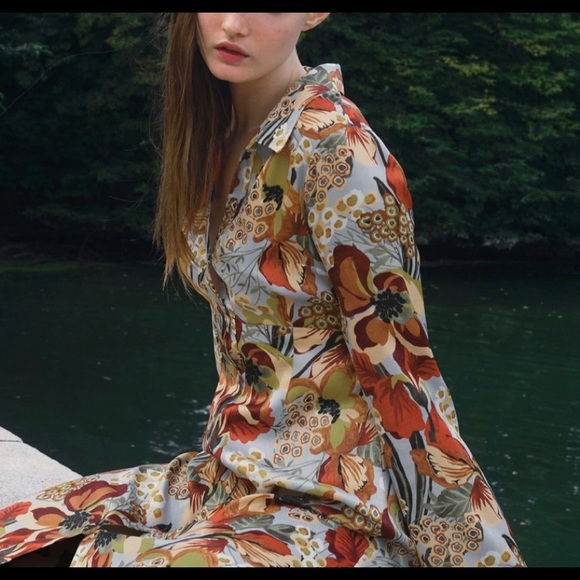 ZARA NWT SATIN EFFECT PRINT DRESS - Picture 2 of 11